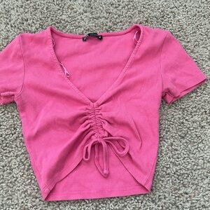 Bright pink cropped zara shirt, size small